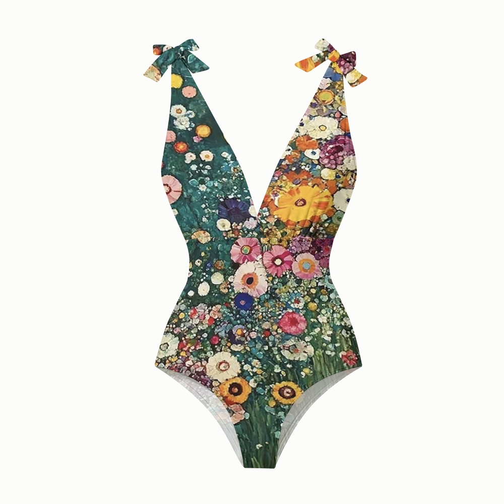 Gustav Klimt Impressionist Flower Oil Painting Print Skirt Swimsuit