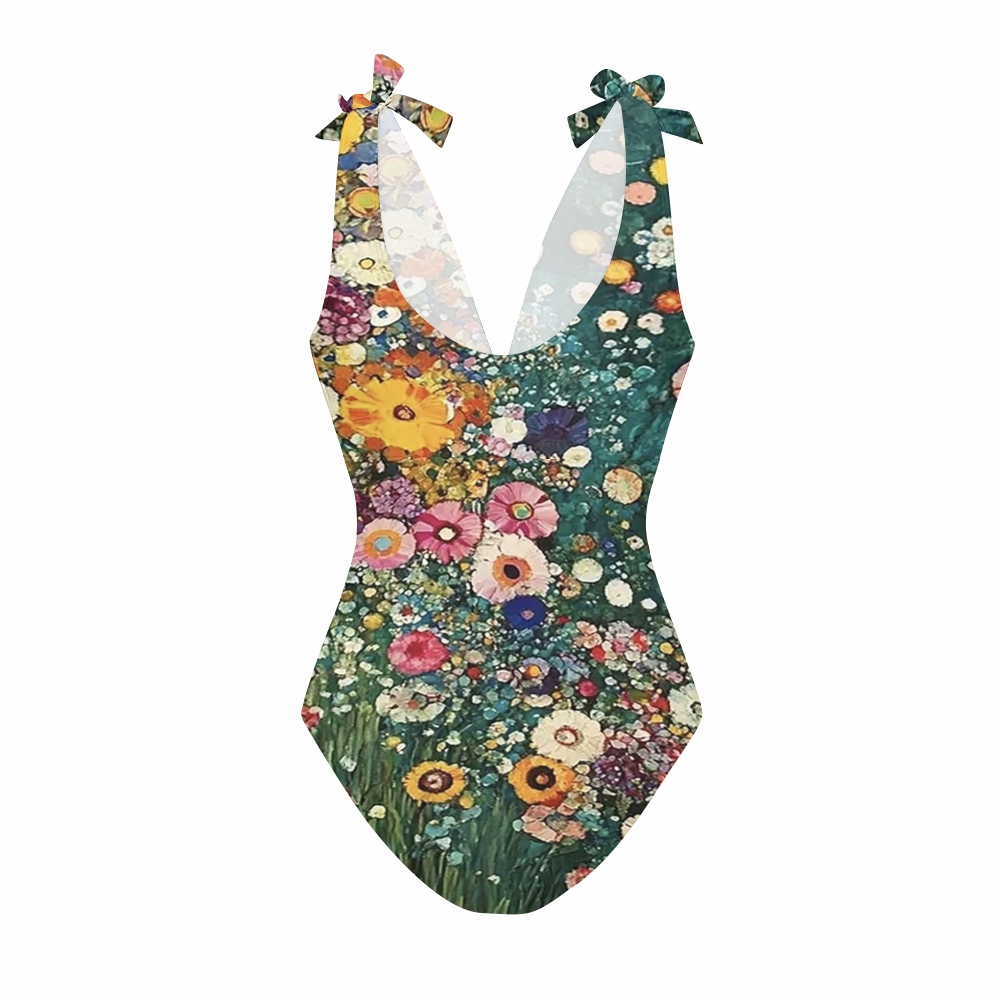 Gustav Klimt Impressionist Flower Oil Painting Print Skirt Swimsuit