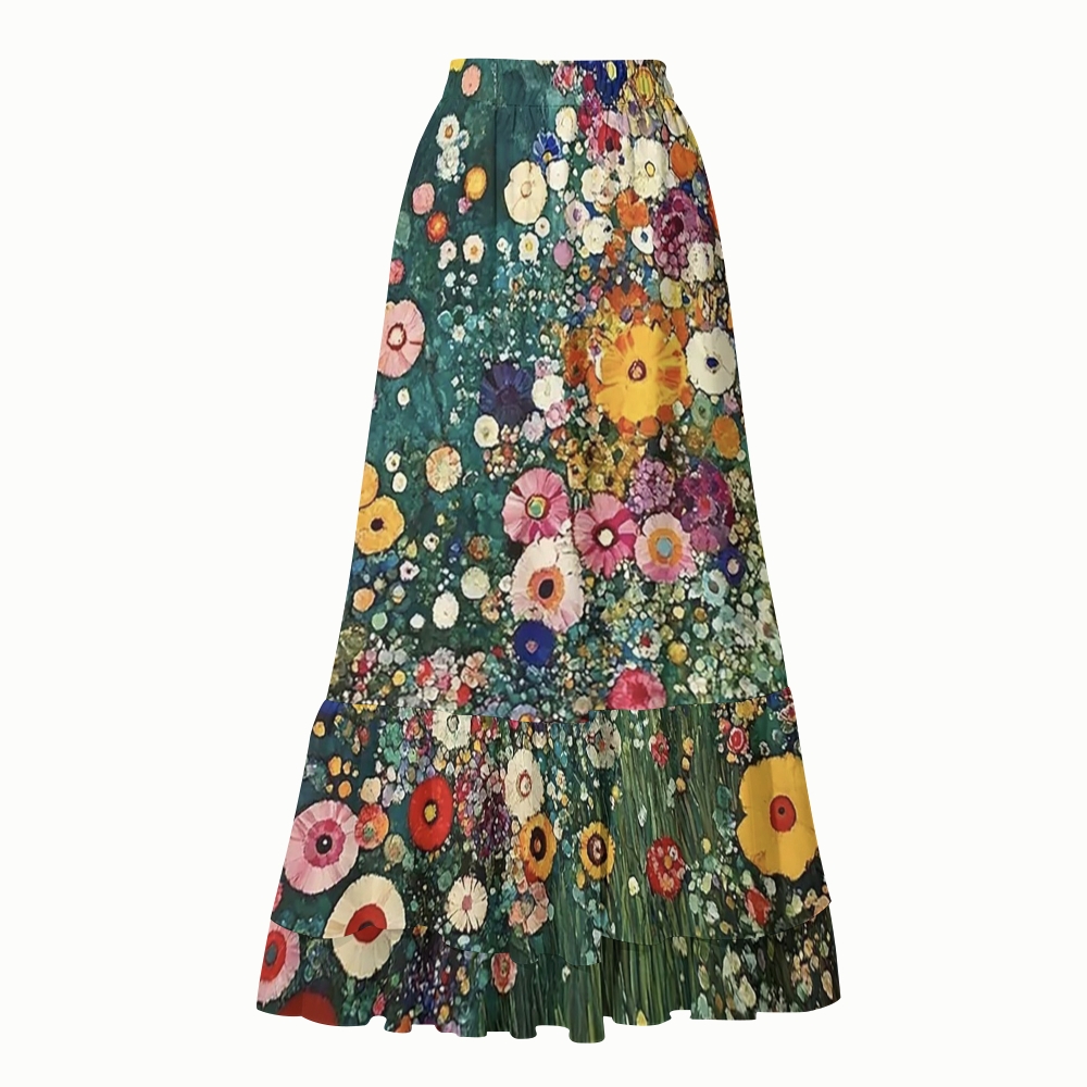 Gustav Klimt Impressionist Flower Oil Painting Print Skirt Swimsuit