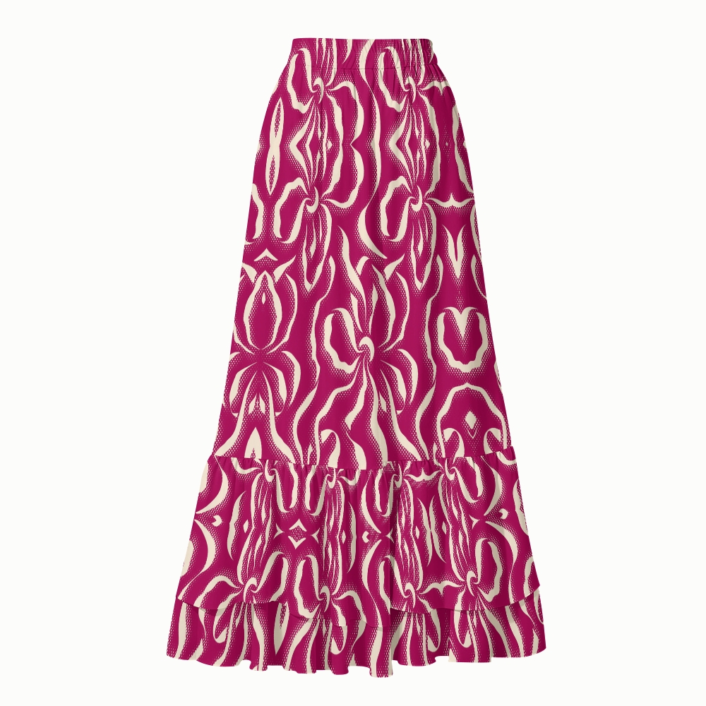 Retro Pop Abstract Floral Spaghetti Strap Skirt Swimsuit