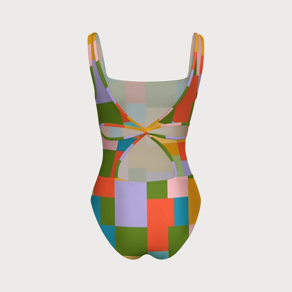 Women's One-piece Swimsuit With Back Mesh Knot