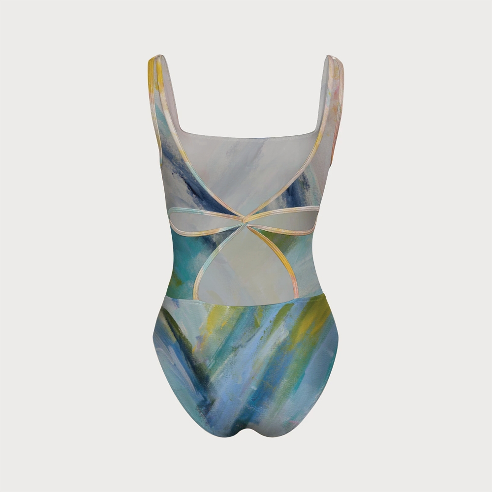 Women's Colorado Bluebird Sky One-piece Swimsuit With Back Mesh Knot