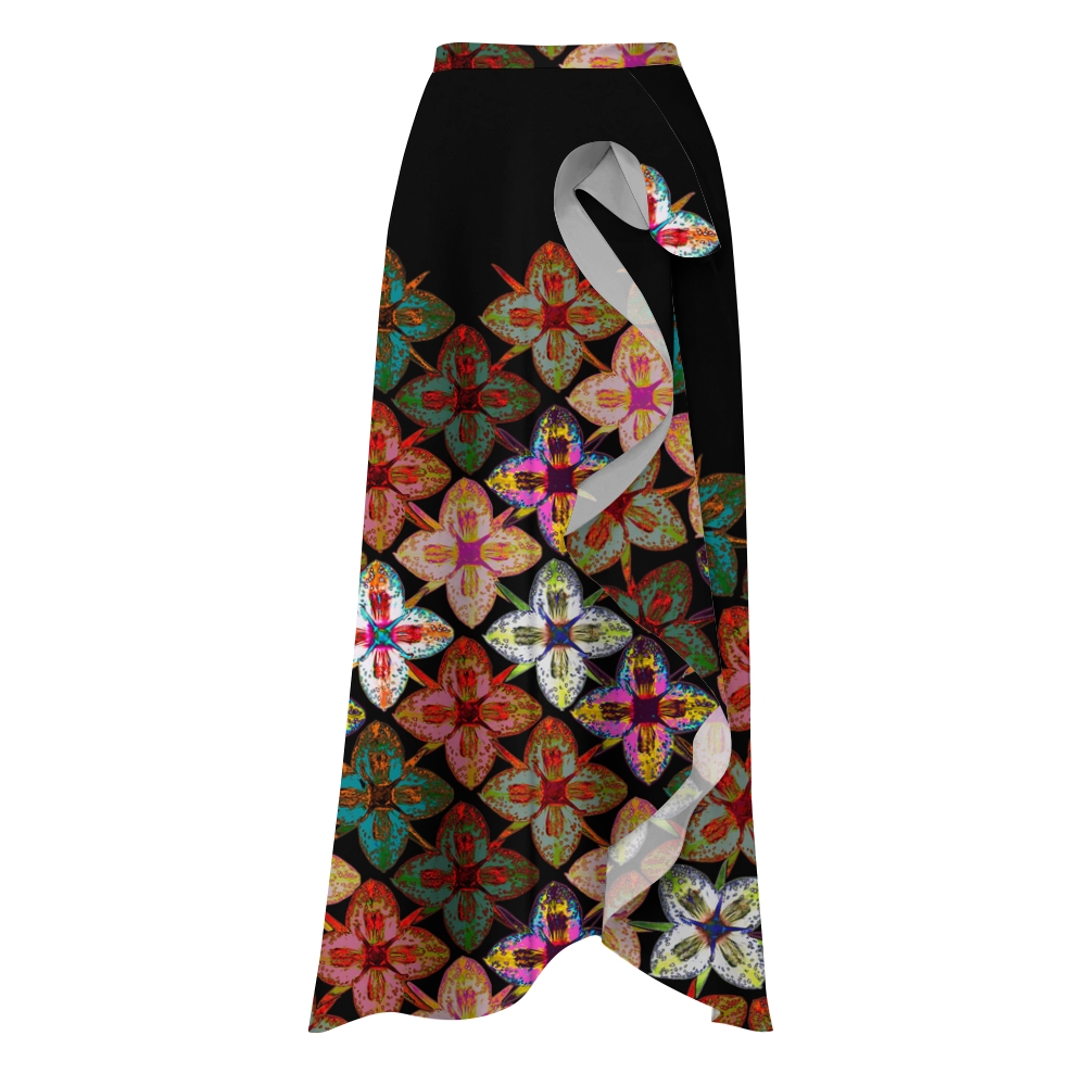 Vibrant Floral Print One-Shoulder Tie Swimsuit with Ruffle Skirt Set