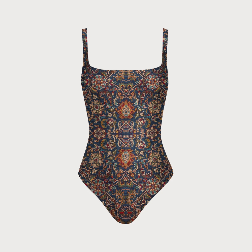 Vintage Persian Floral Pattern Sleeveless Back Zipper One-Piece