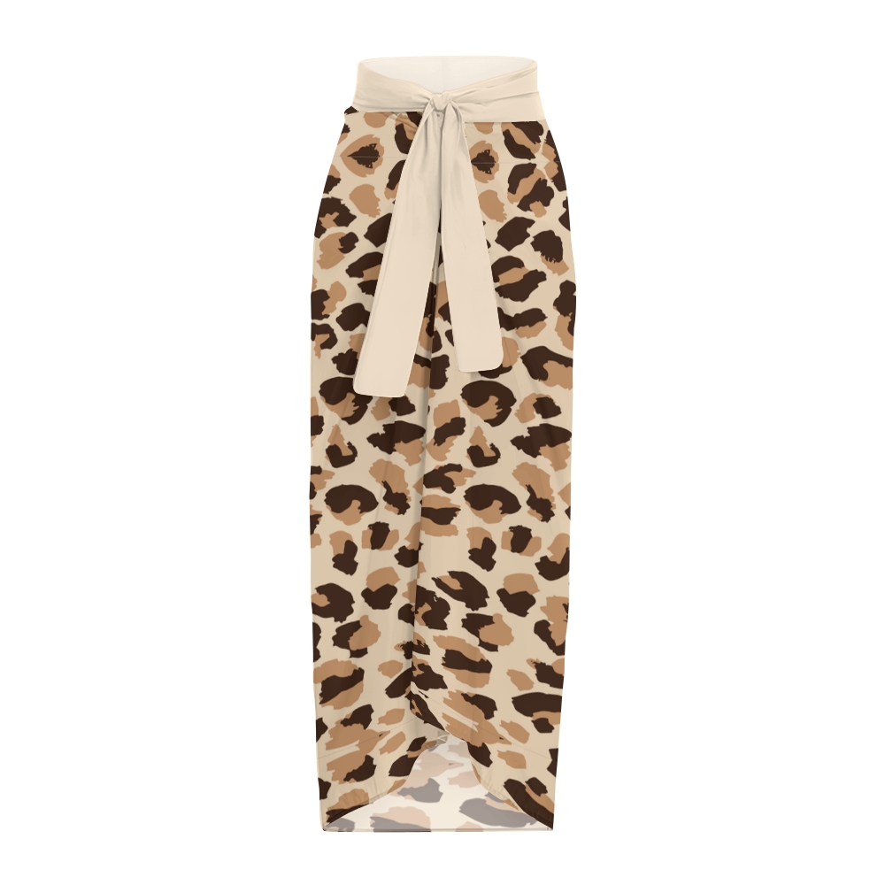 Retro Wild Leopard One-Piece Swimsuit with Sheer Skirt