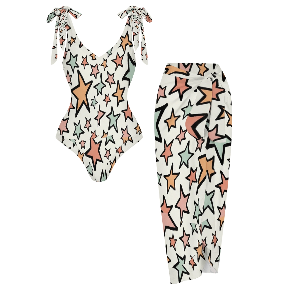 Women's Stars Printed One Piece Swimsuits and Cover Ups