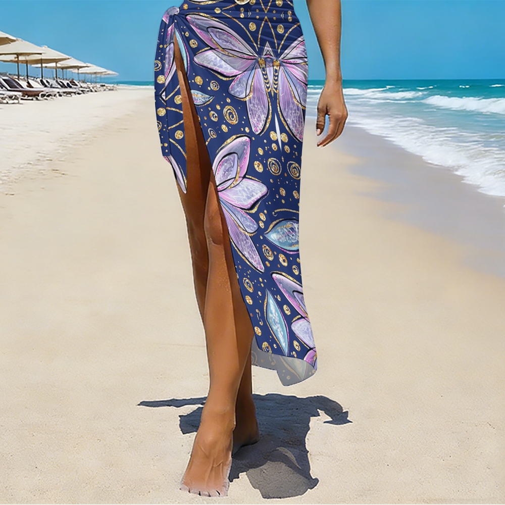 Purple Gold Butterfly Wing One-Piece with Matching Skirt Set