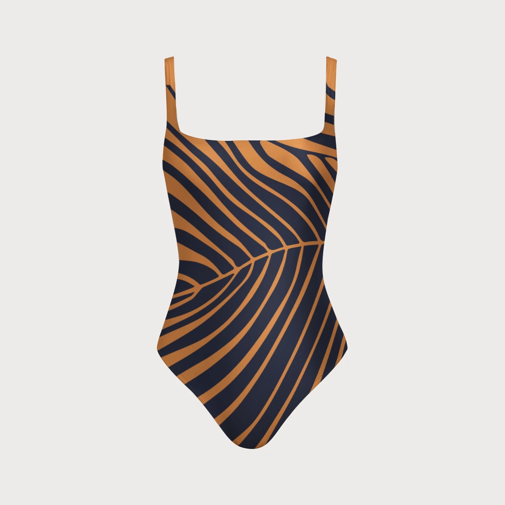 Women's Palm Leaf One-piece With Back Mesh Knot