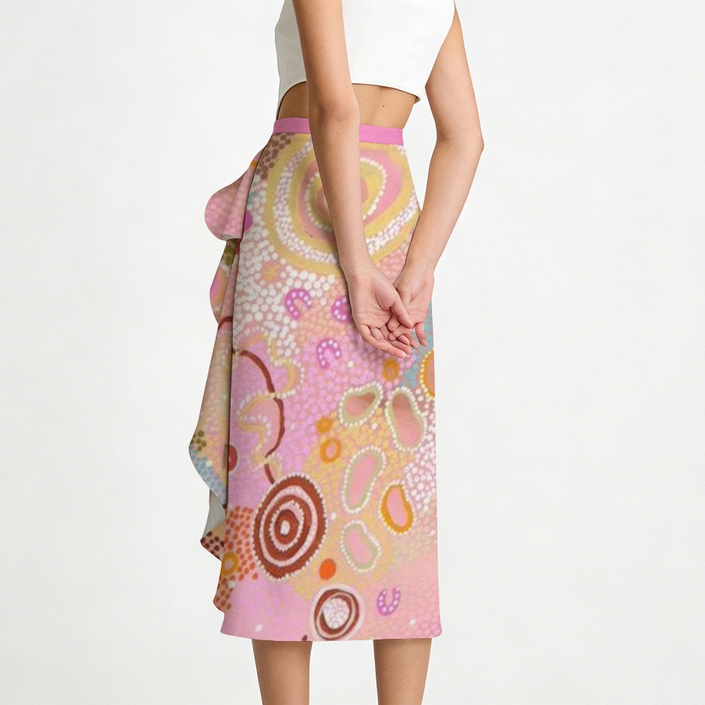 Colorful Dot One-Shoulder Swimsuit with Ruffle Hem Skirt