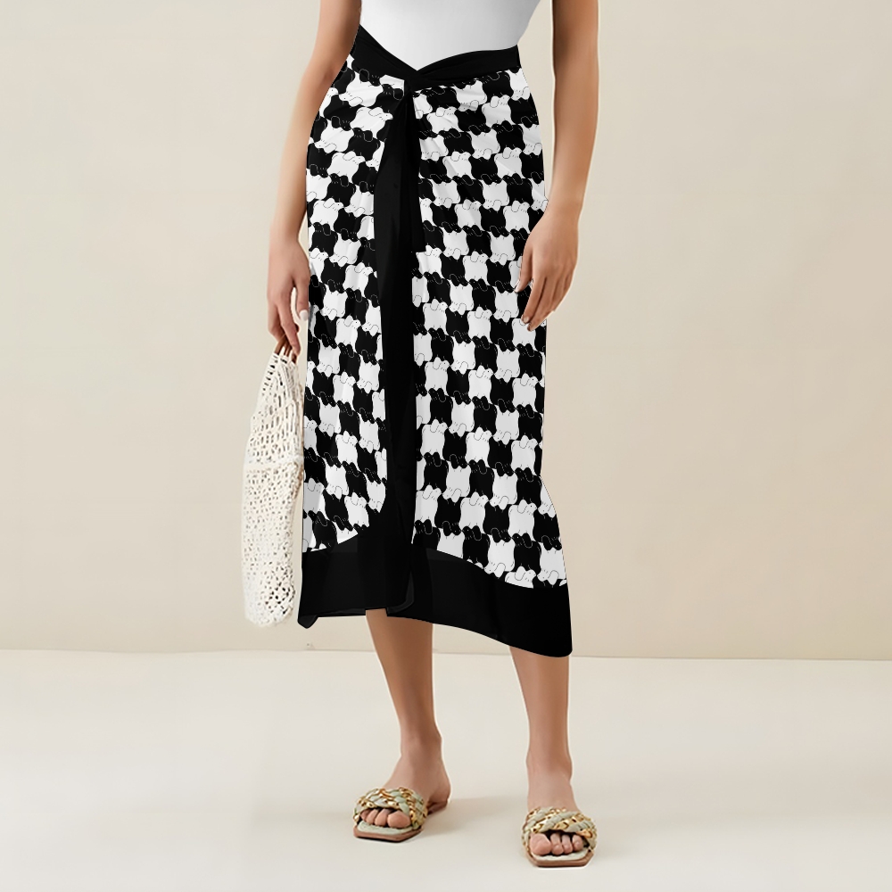 Women's Checkerboard Print One Piece Swimsuits and Cover Ups