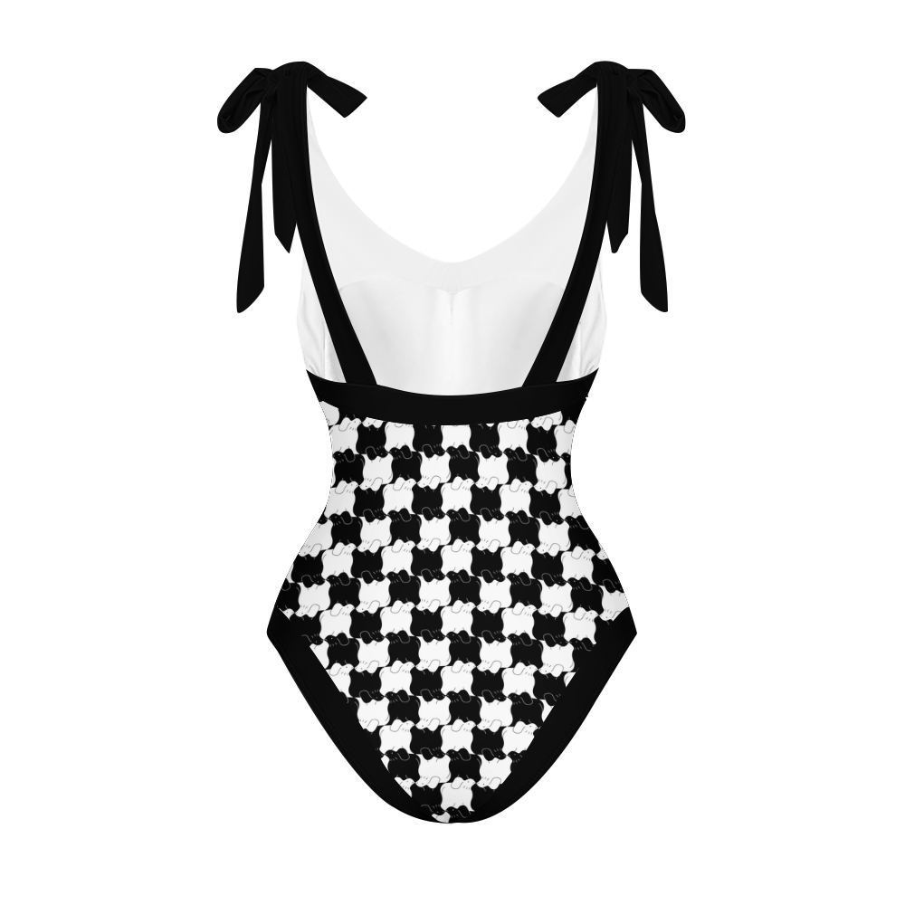Women's Checkerboard Print One Piece Swimsuits and Cover Ups