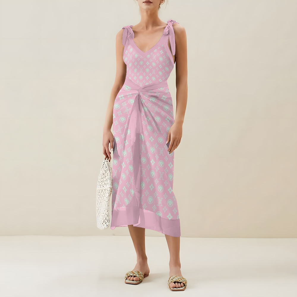 Women's Pink Mint Monogram Print One Piece Swimsuits and Cover Ups