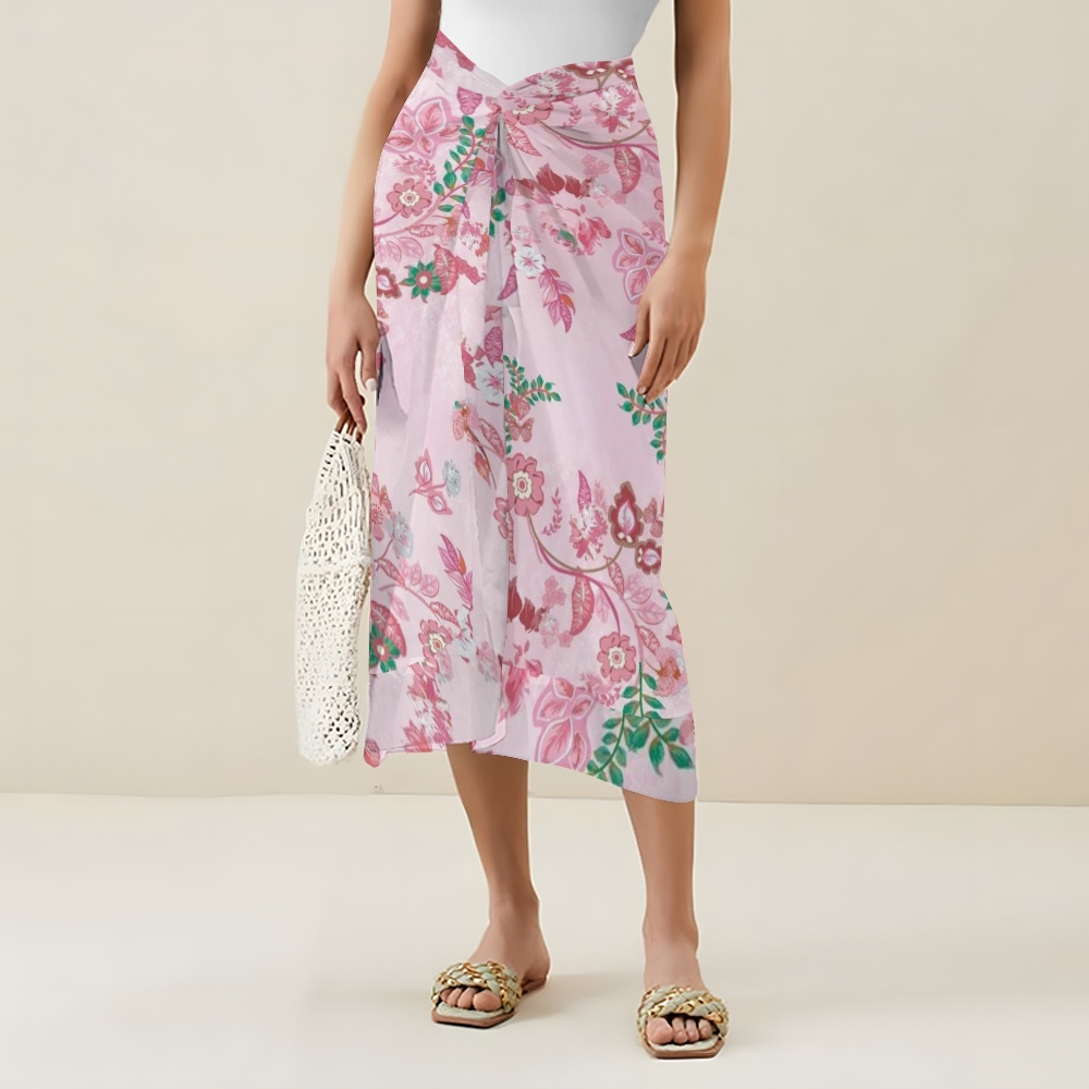 Women's Pink Floral Butterfly Print One Piece Swimsuits and Cover Ups