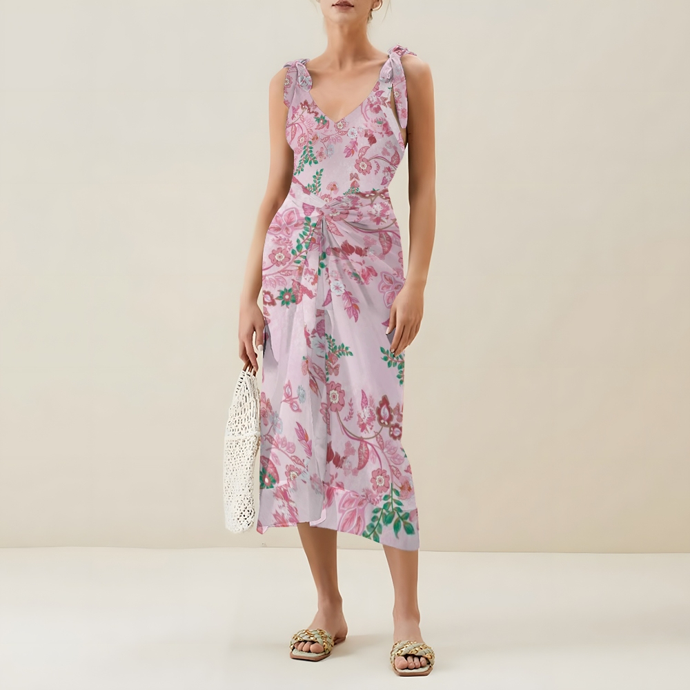 Women's Pink Floral Butterfly Print One Piece Swimsuits and Cover Ups