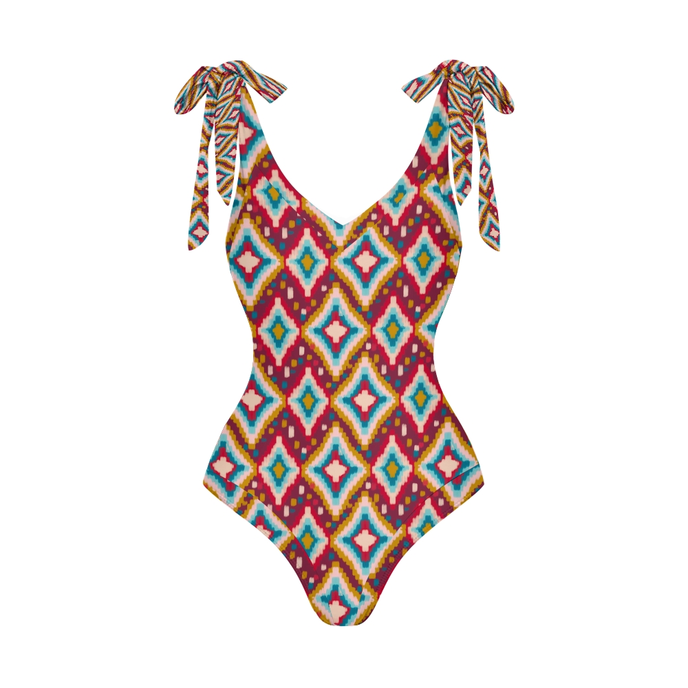 Women's Boho Diamond Print One Piece Swimsuits and Cover Ups