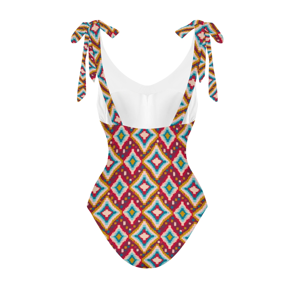 Women's Boho Diamond Print One Piece Swimsuits and Cover Ups