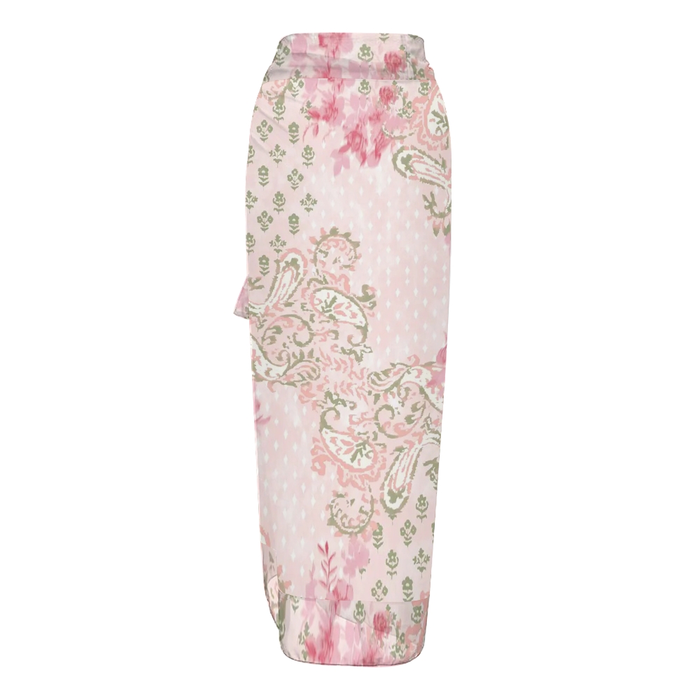 Women's Pink Green Paisley Print One Piece Swimsuits and Cover Ups