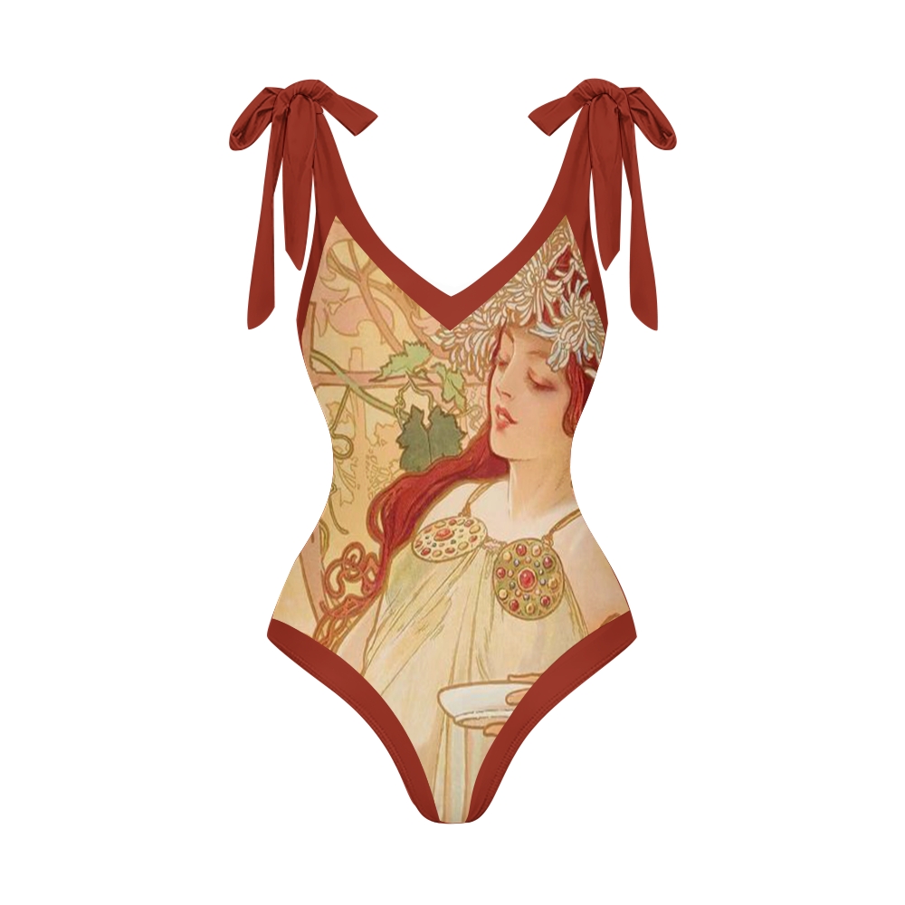 Women's Mucha Goddess Print One Piece Swimsuits and Cover Ups