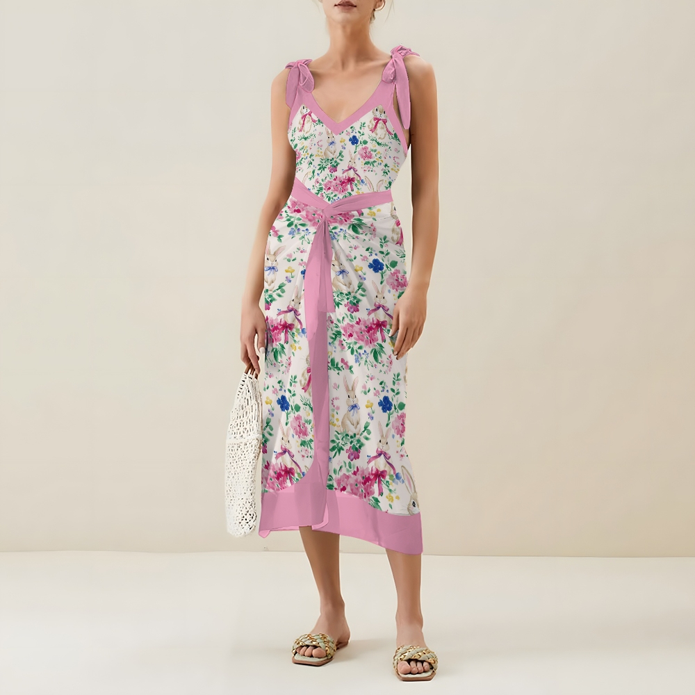 Women's Easter Bunny Garden Print One Piece Swimsuits and Cover Ups