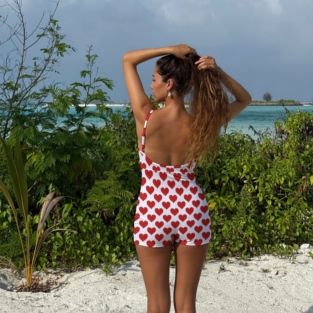 Heart Spaghetti Strap One-Piece Swimsuit