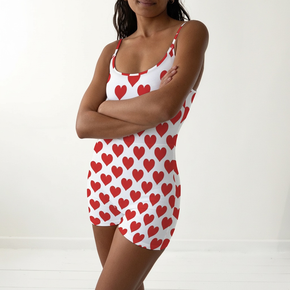 Heart Spaghetti Strap One-Piece Swimsuit