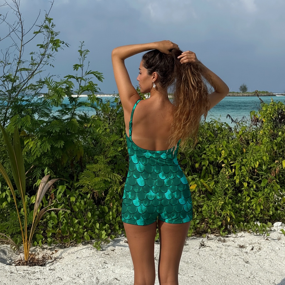 Mermaid Scale Spaghetti Strap One-Piece Swimsuit
