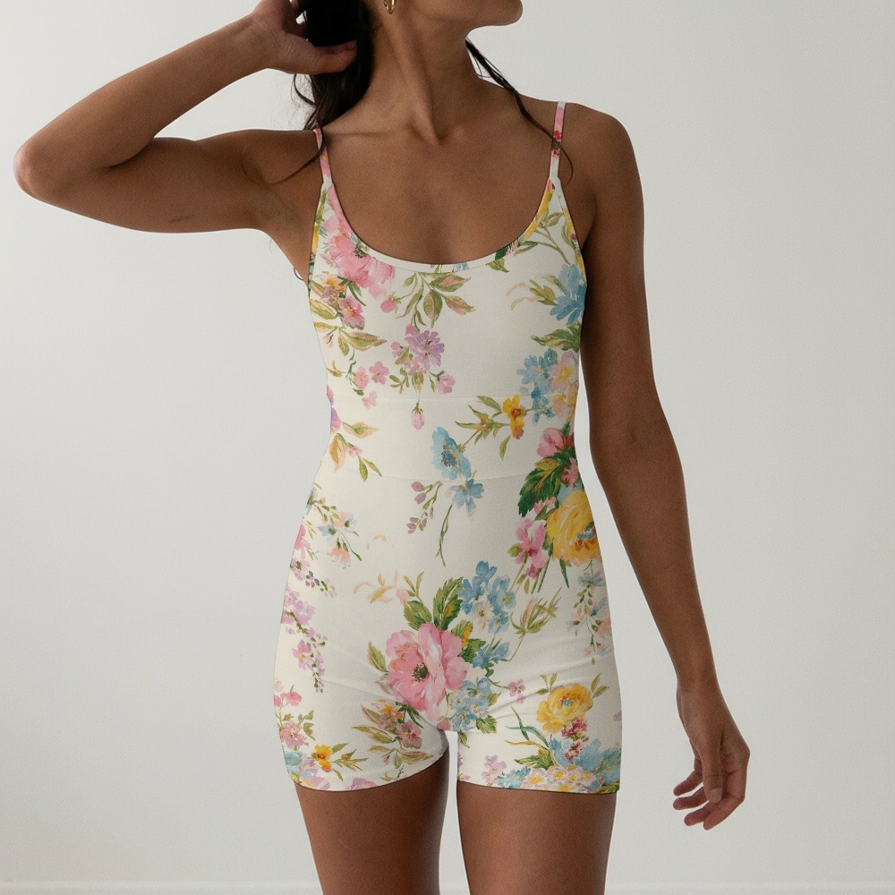 Floral Spaghetti Strap One-Piece Swimsuit