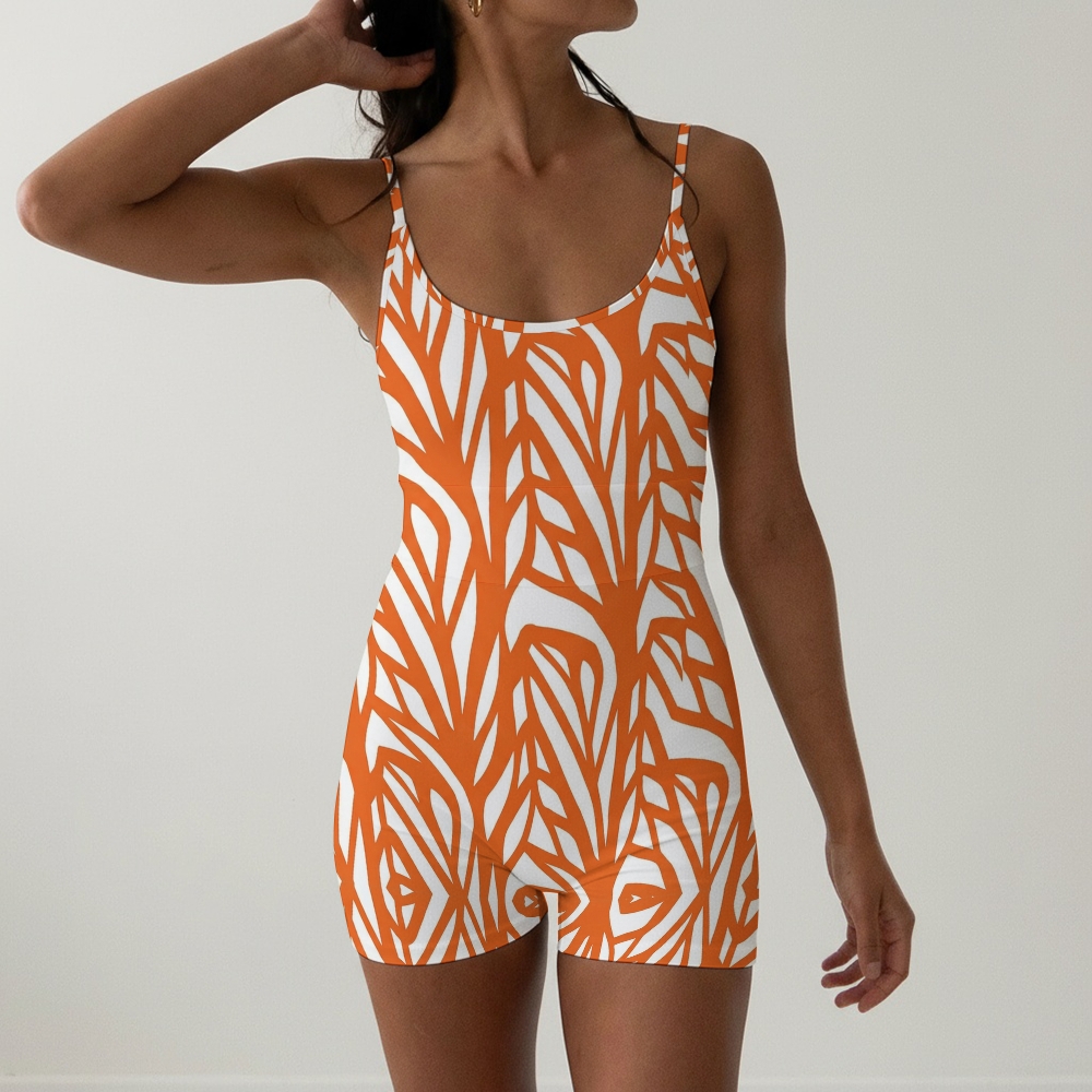 Geometric Print Spaghetti Strap One-Piece Swimsuit