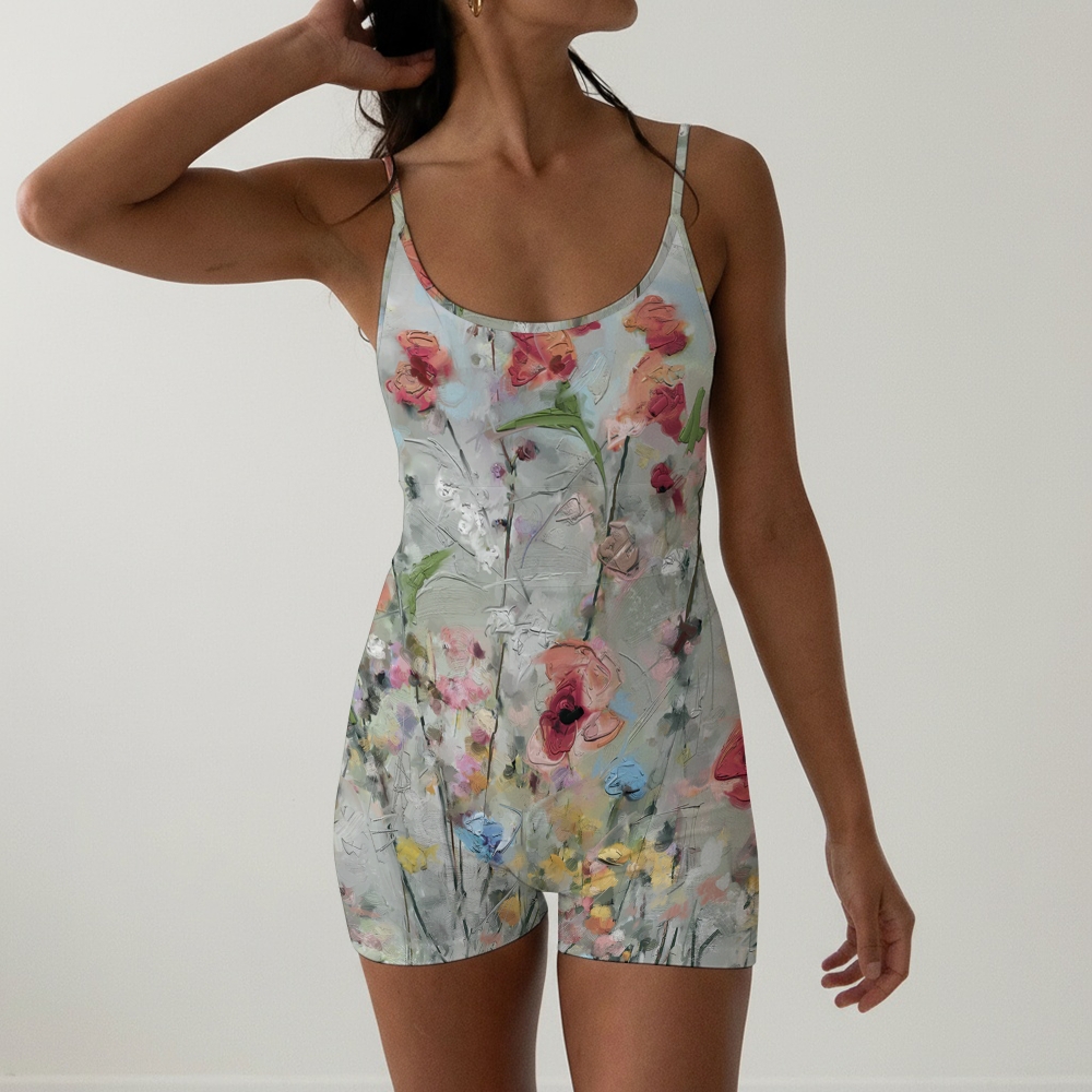 Floral Spaghetti Strap One-Piece Swimsuit