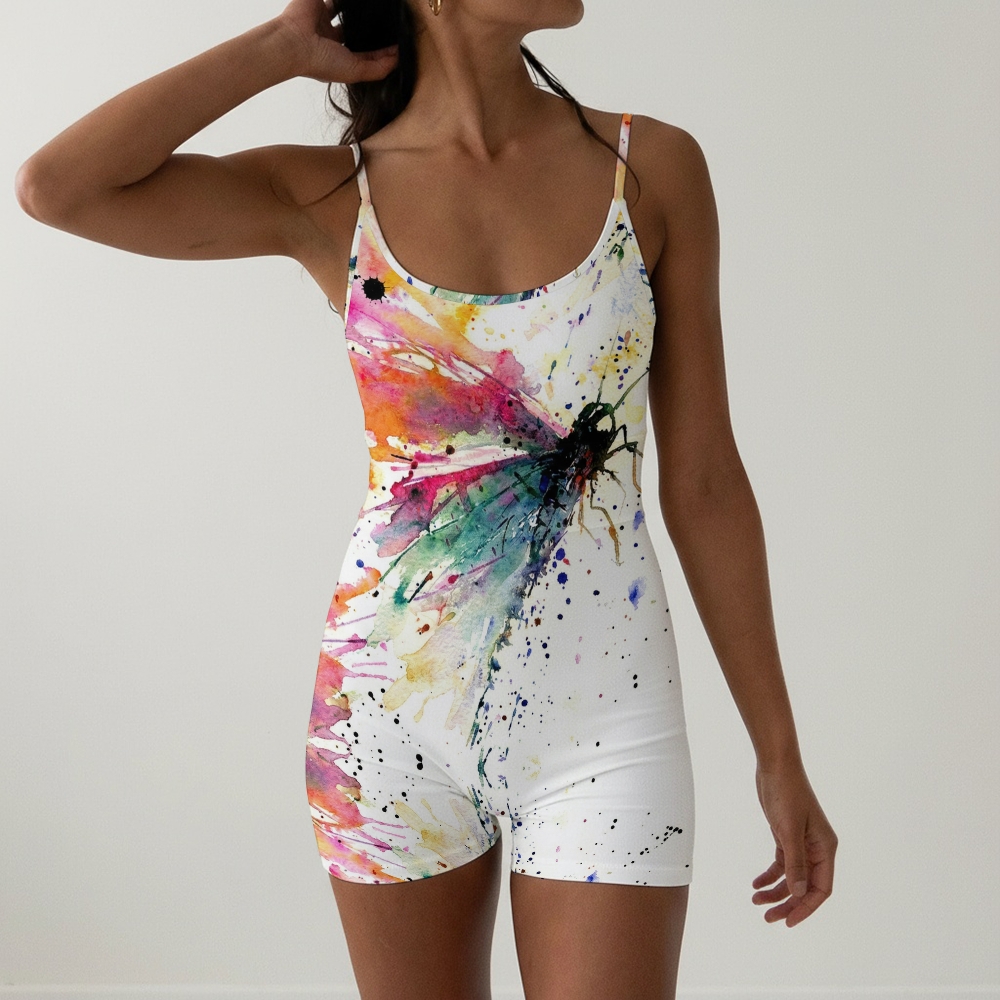 Butterfly Spaghetti Strap One-Piece Swimsuit
