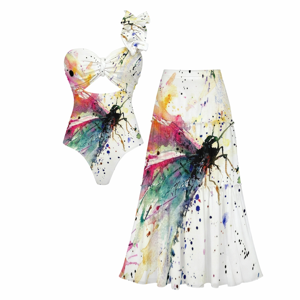 Women's Butterfly One-Piece Swimsuit Set