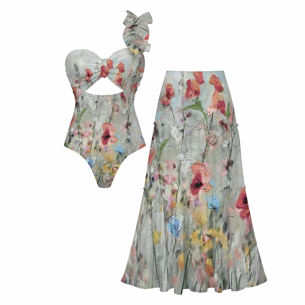 33Women's Floral One-Piece Swimsuit Set