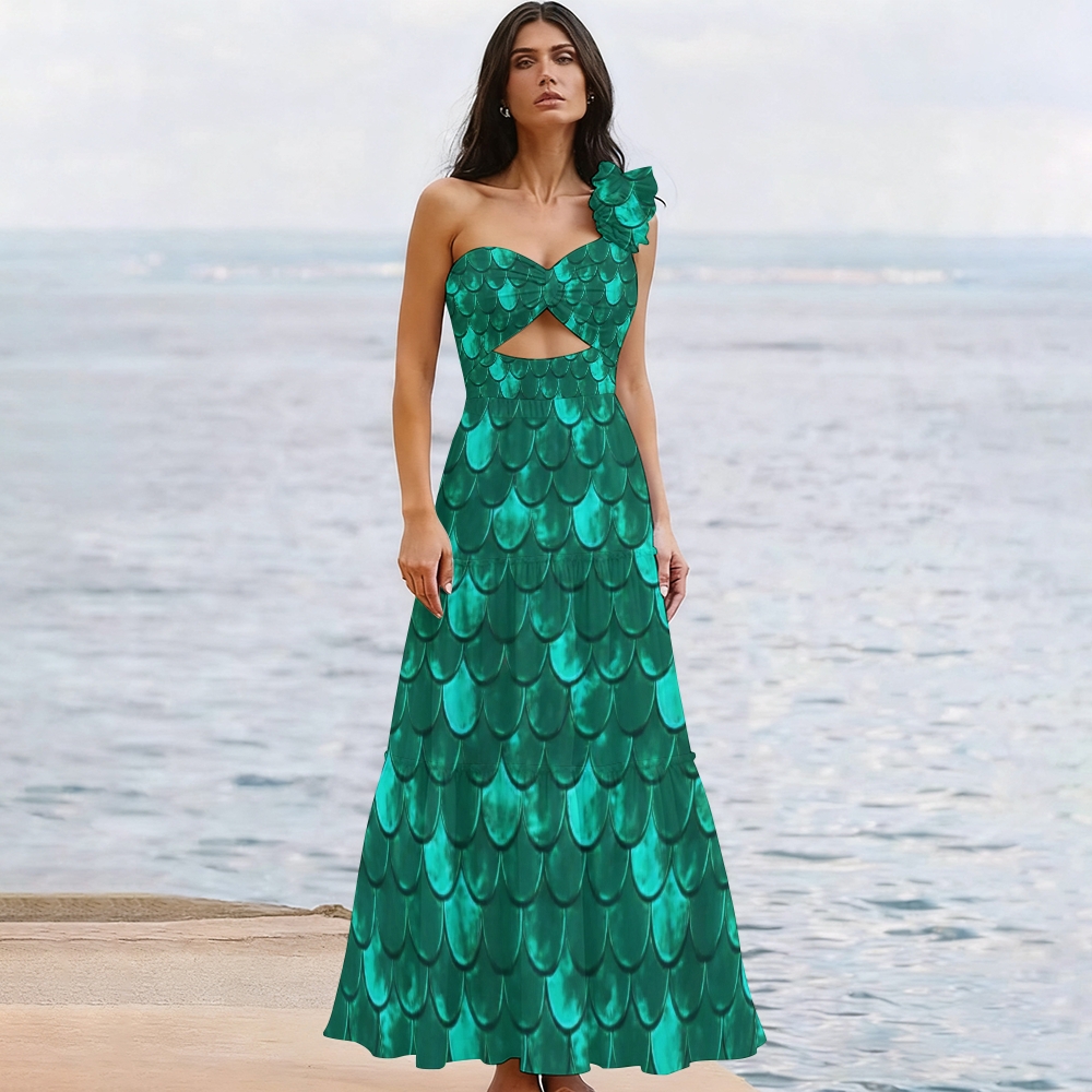 Women's Mermaid Scale One-Piece Swimsuit Set