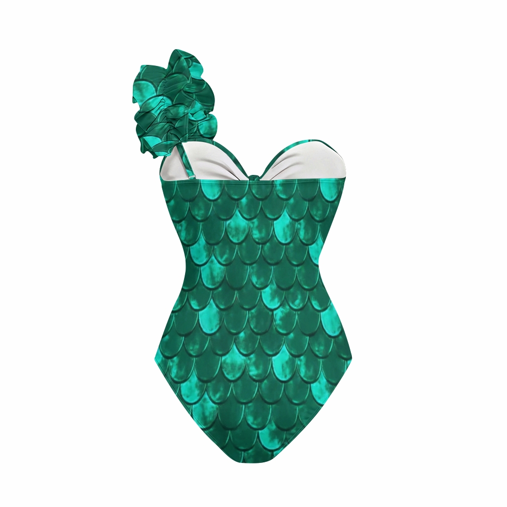 Women's Mermaid Scale One-Piece Swimsuit Set