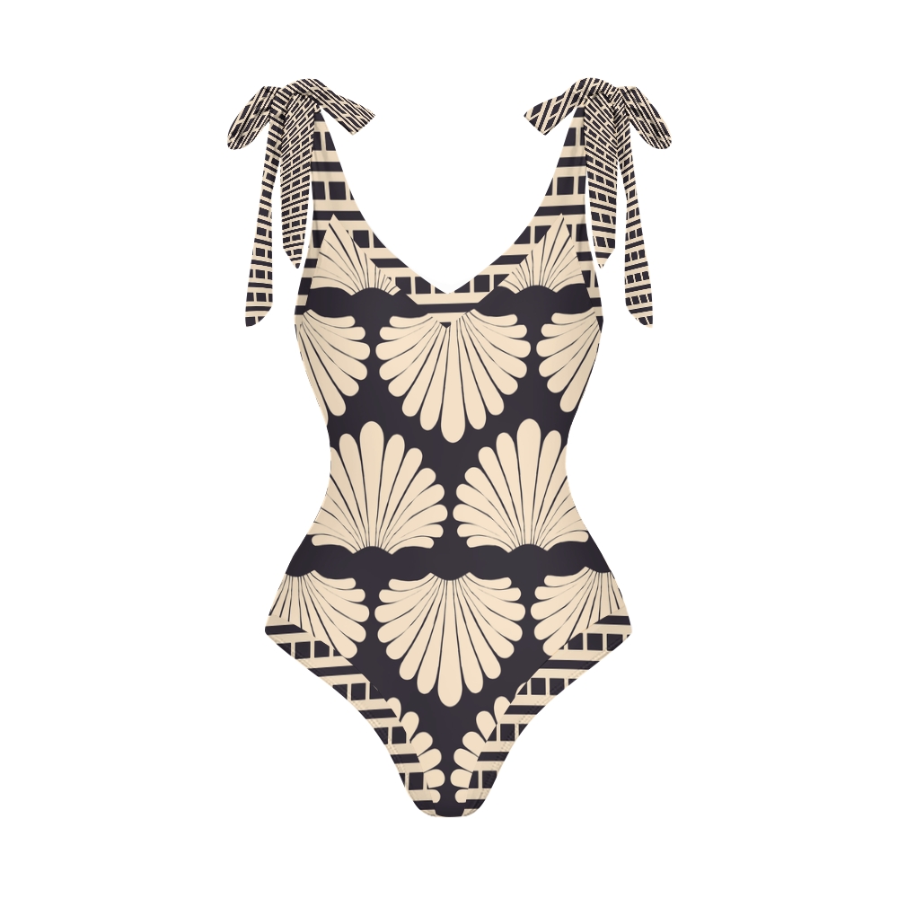Women's Shell Fan Print One Piece Swimsuits and Cover Ups