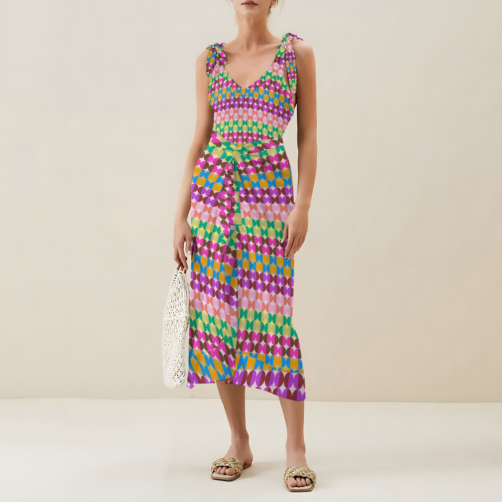 Women's Multicolor Geometric Tile Print One Piece Swimsuits and Cover Ups