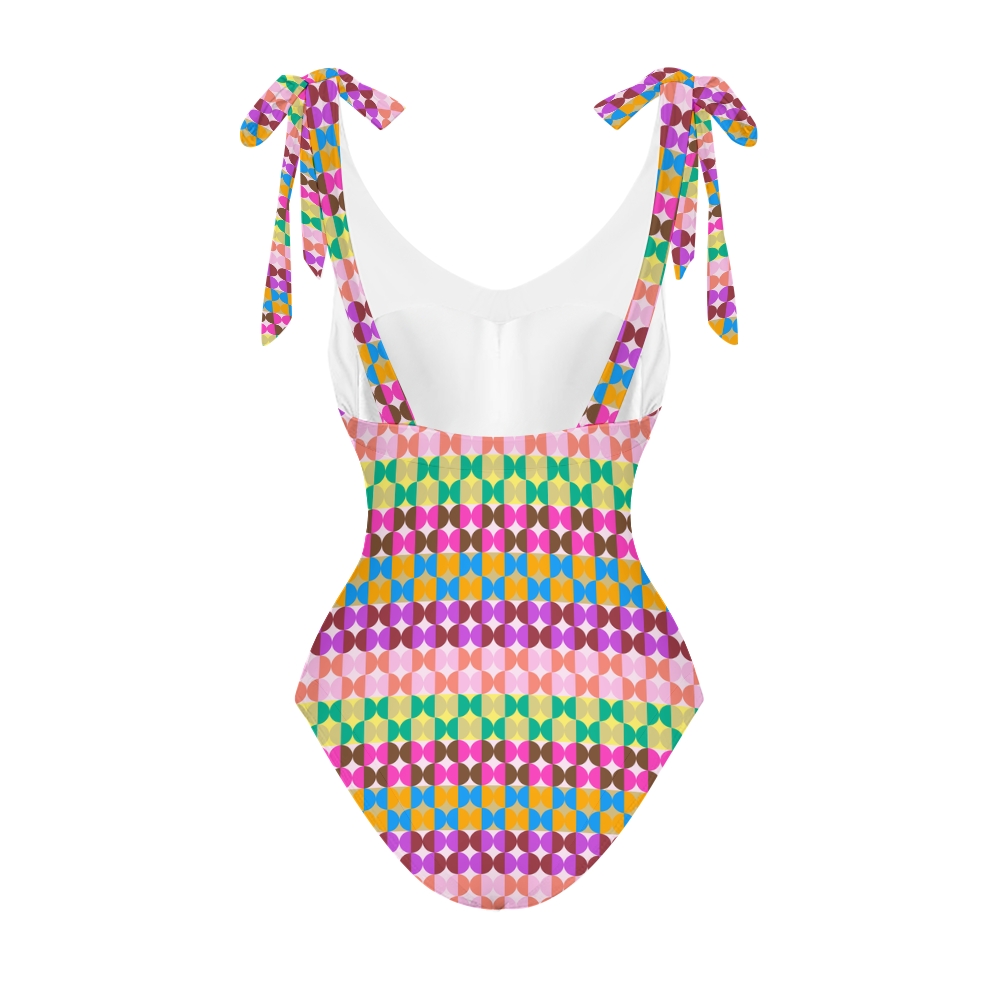 Women's Multicolor Geometric Tile Print One Piece Swimsuits and Cover Ups