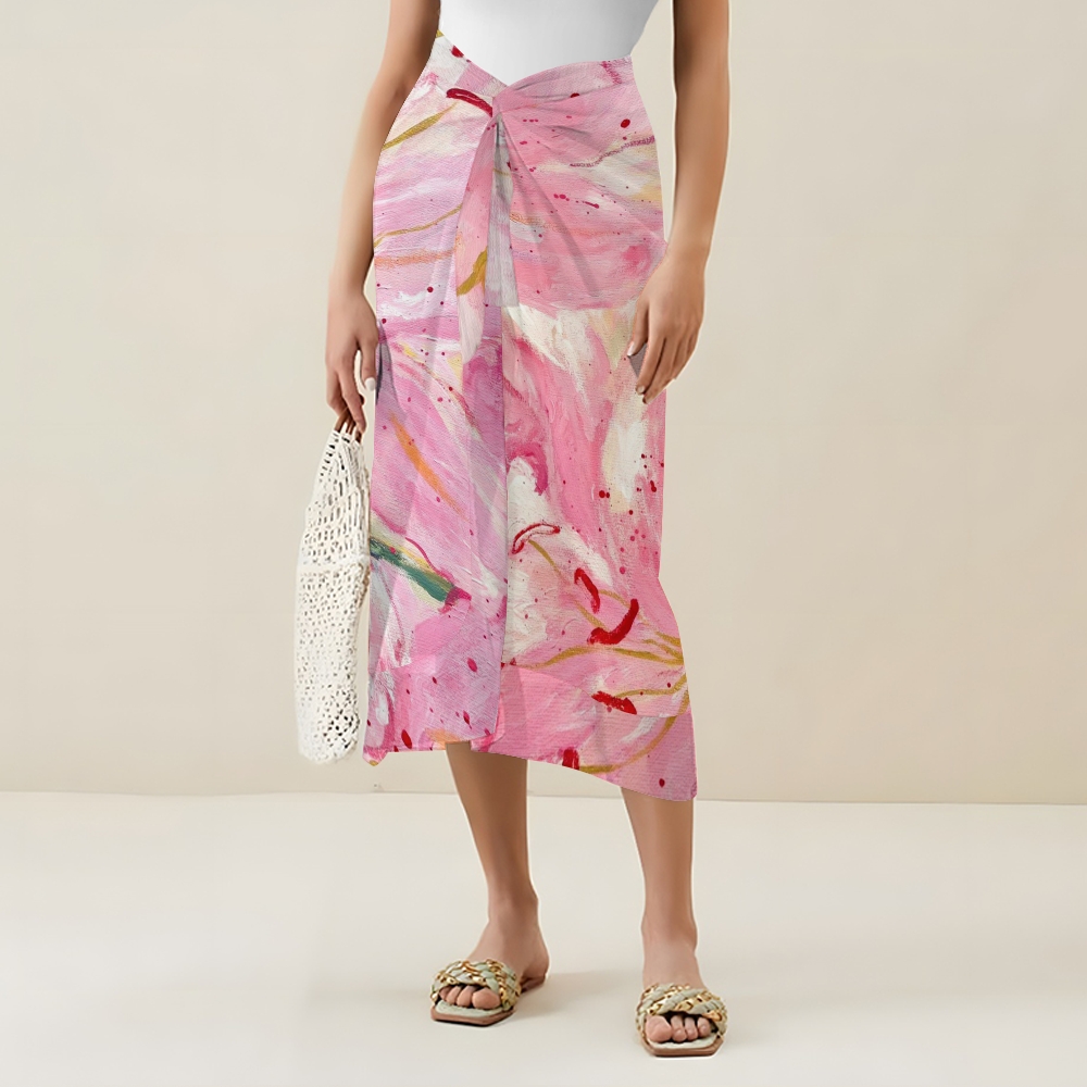 Women's Pink Watercolor Splash Print One Piece Swimsuits and Cover Ups