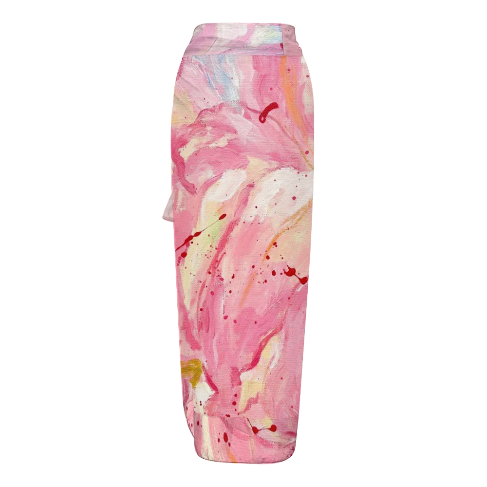 Women's Pink Watercolor Splash Print One Piece Swimsuits and Cover Ups