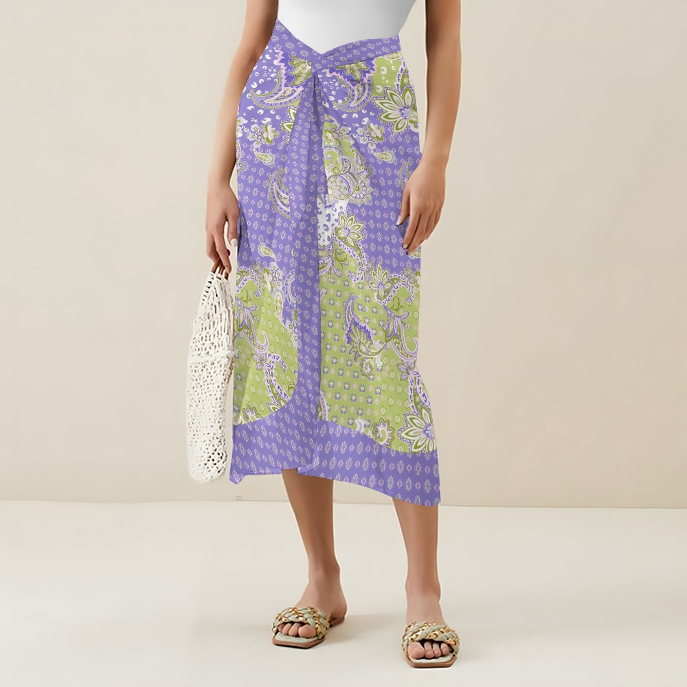 Women's Lilac Paisley Print One Piece Swimsuits and Cover Ups