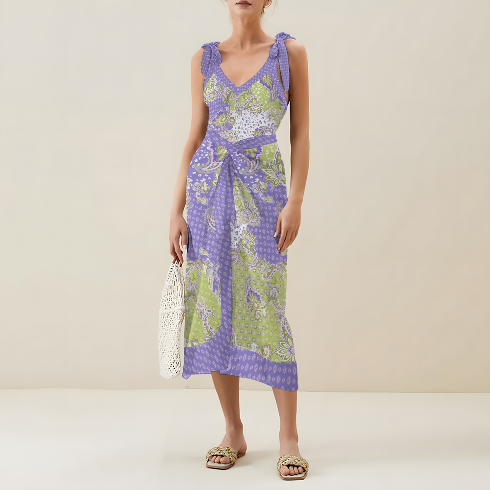 Women's Lilac Paisley Print One Piece Swimsuits and Cover Ups