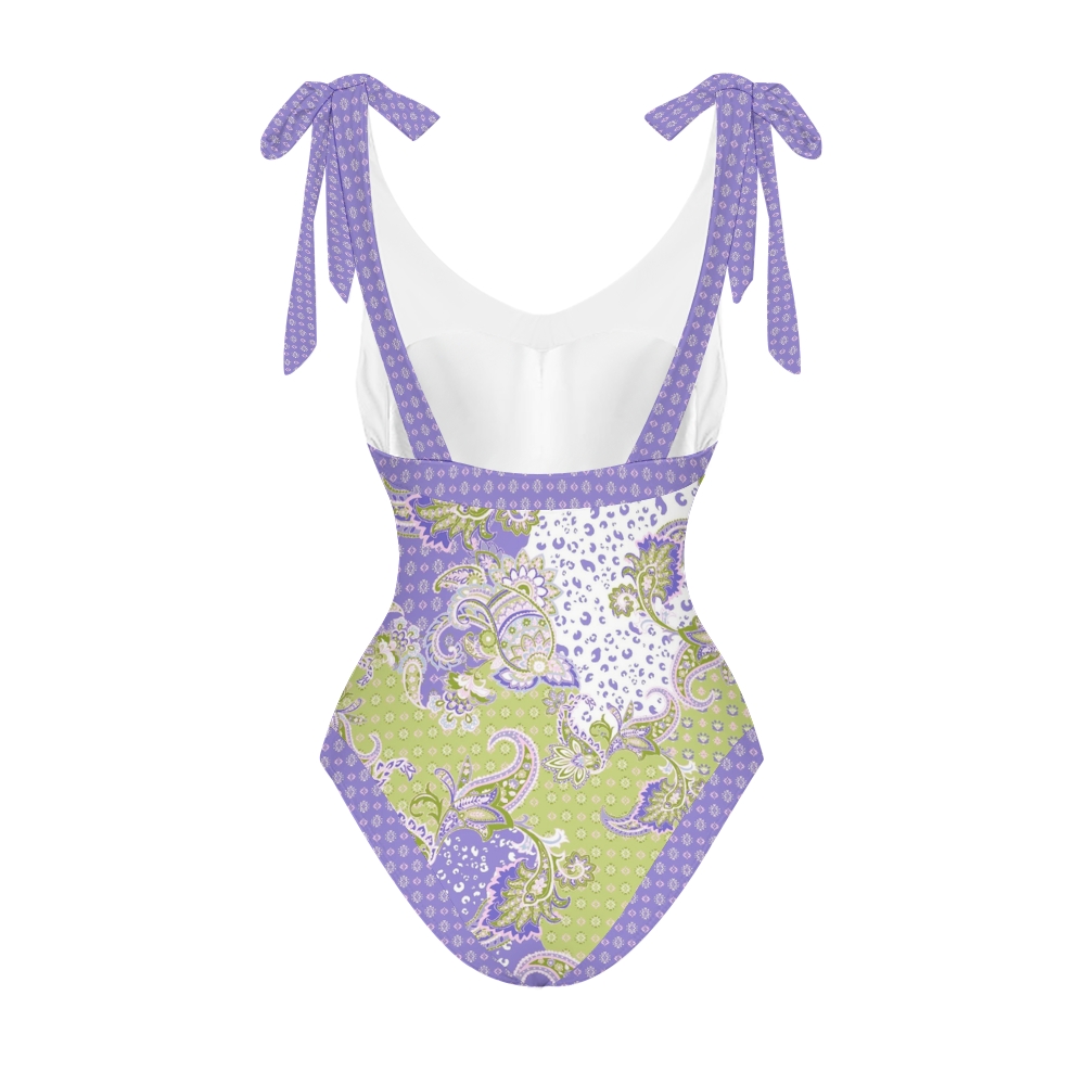 Women's Lilac Paisley Print One Piece Swimsuits and Cover Ups