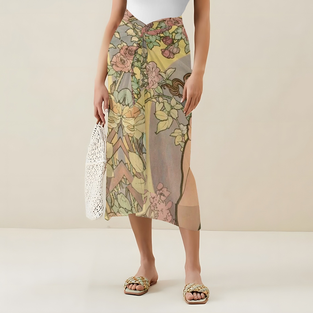 Women's Vintage Lady Floral Print One Piece Swimsuits and Cover Ups