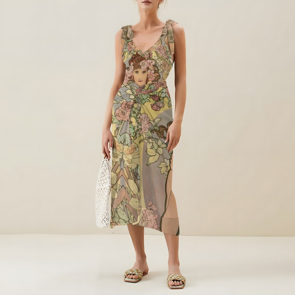 Women's Vintage Lady Floral Print One Piece Swimsuits and Cover Ups