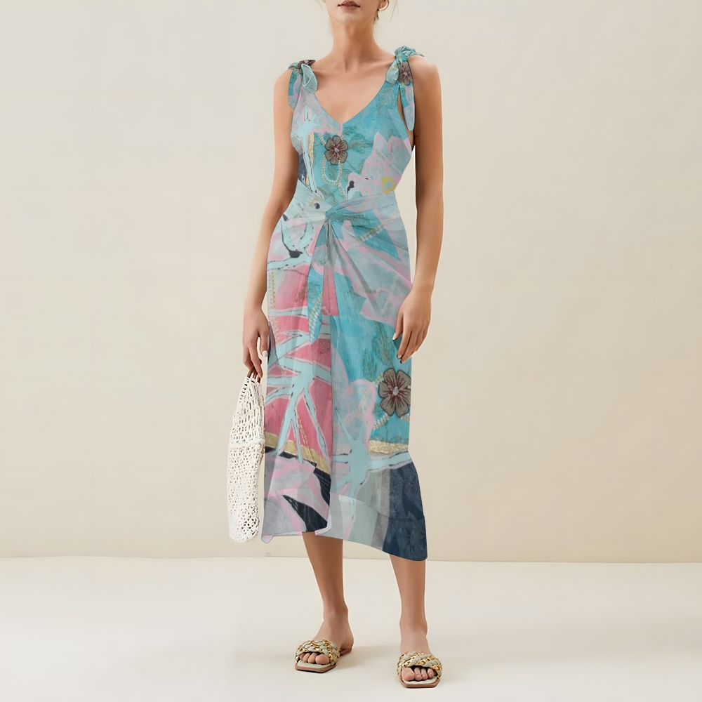 Women's Watercolor Floral Print One Piece Swimsuits and Cover Ups