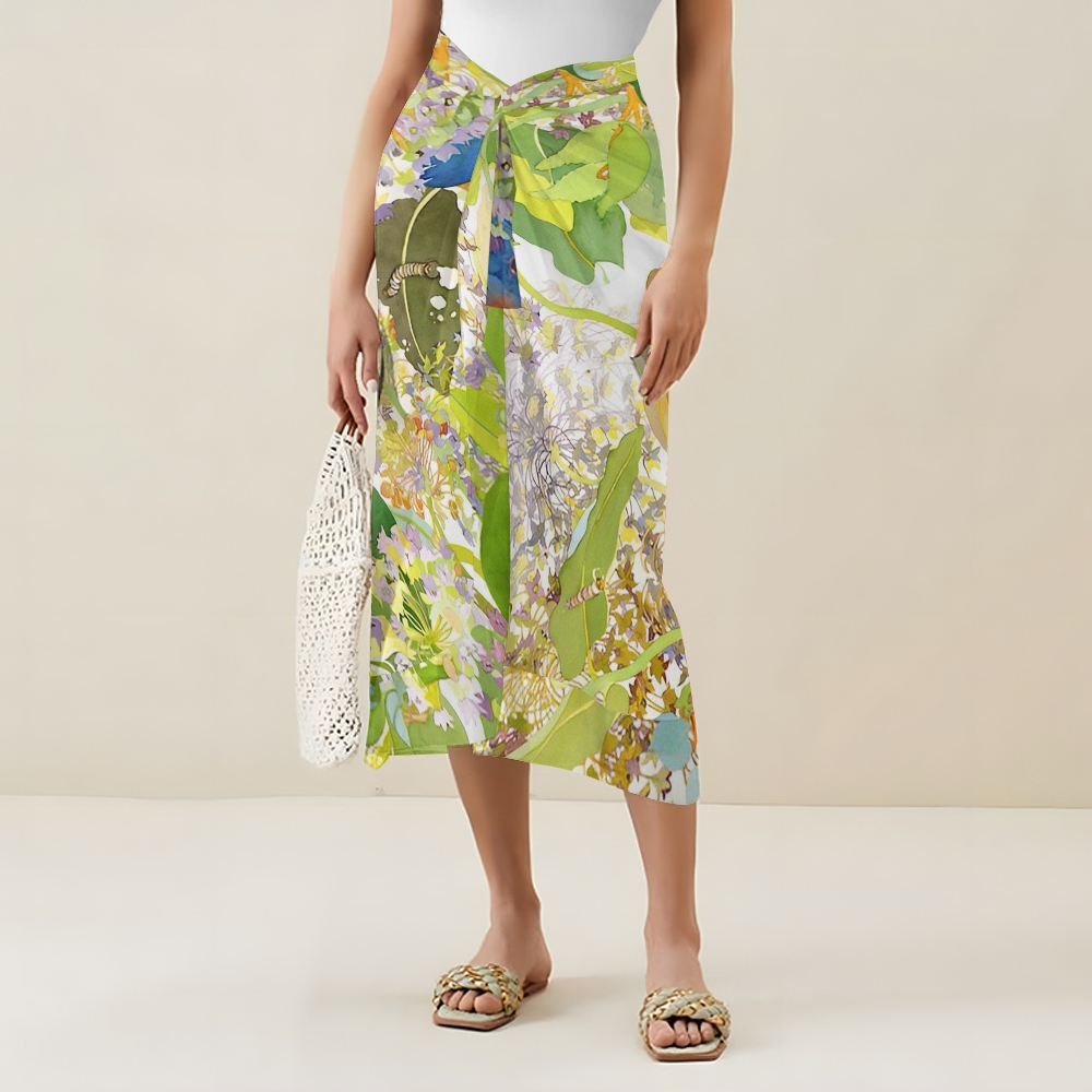 Women's Blue Bird Floral Print One Piece Swimsuits and Cover Ups