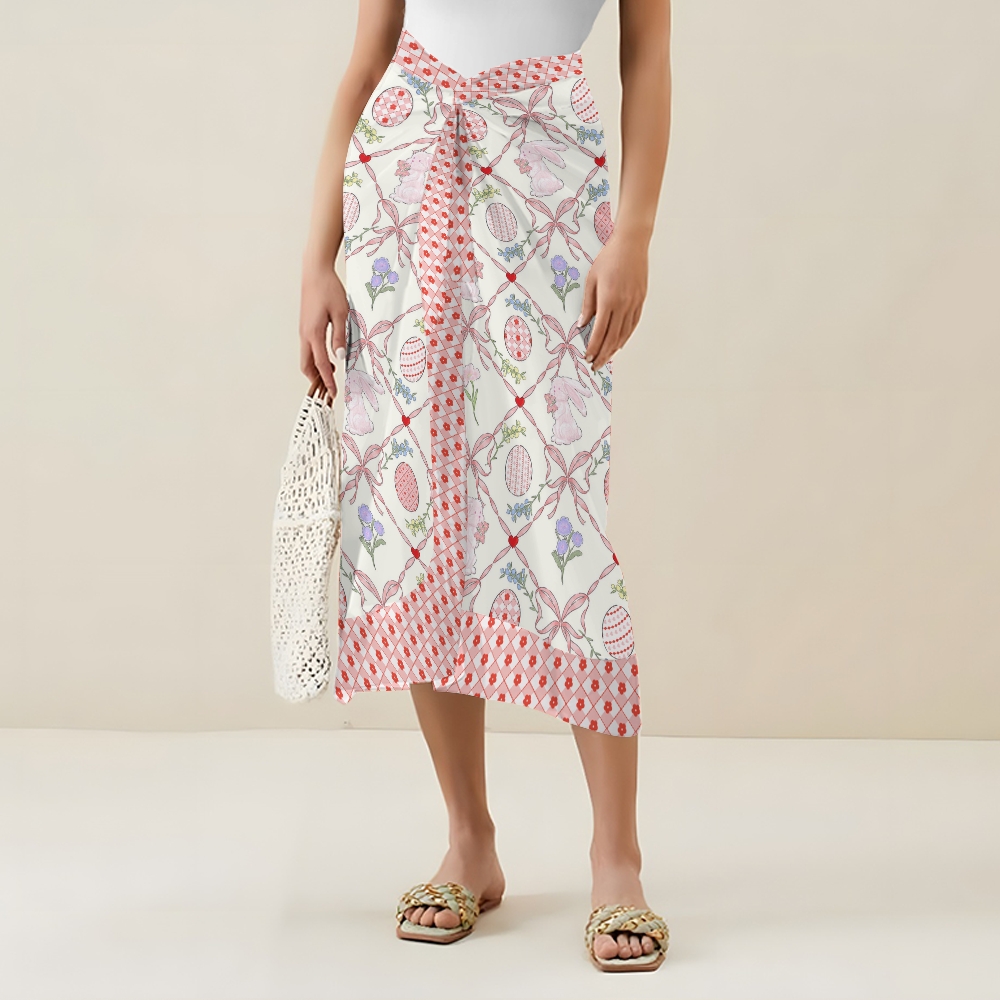 Women's Easter Bunny Ribbon Print One Piece Swimsuits and Cover Ups