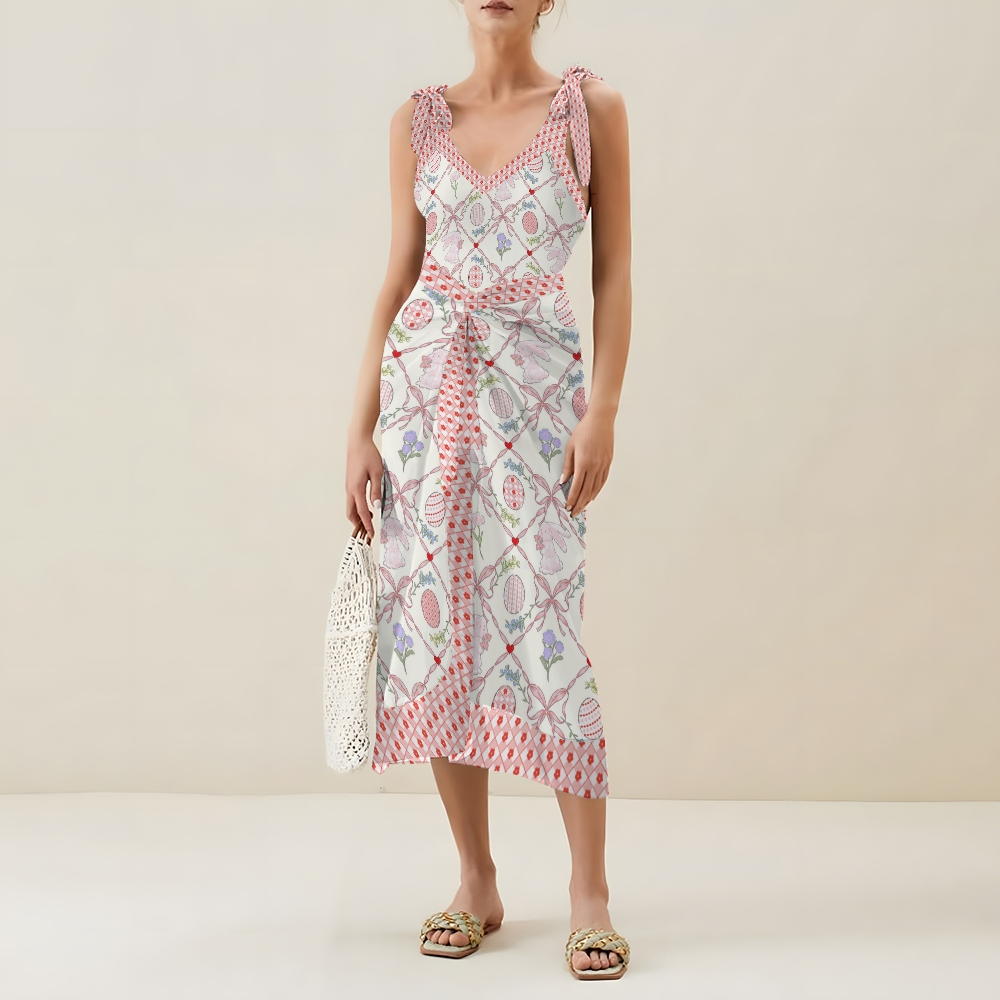 Women's Easter Bunny Ribbon Print One Piece Swimsuits and Cover Ups