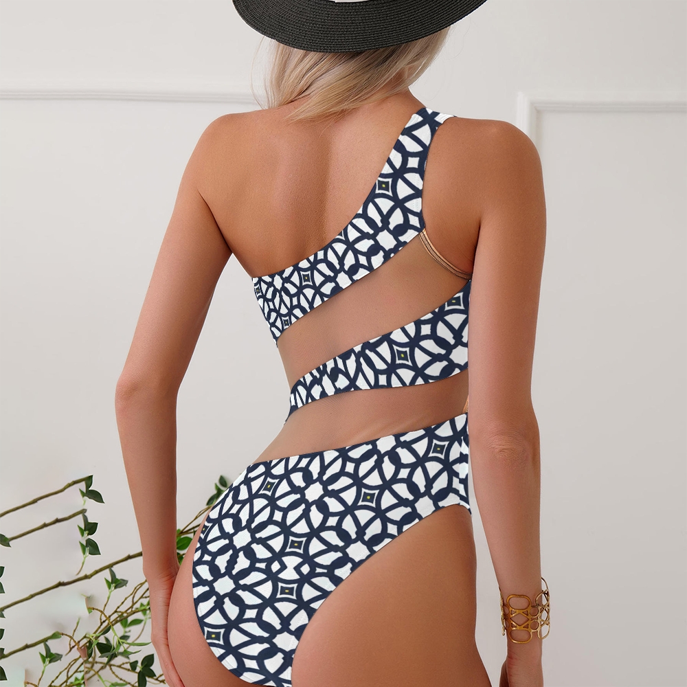 Luxe Indigo Asymmetric One-Piece Swimsuit