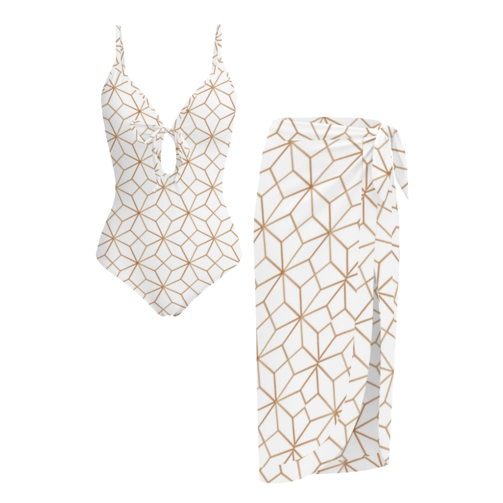 Women's Geometric One-Piece Swimsuit Set